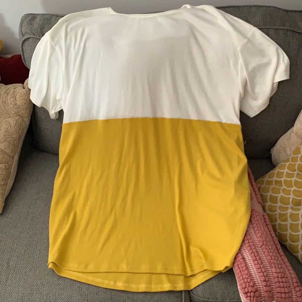 yellow and white t-shirt dress